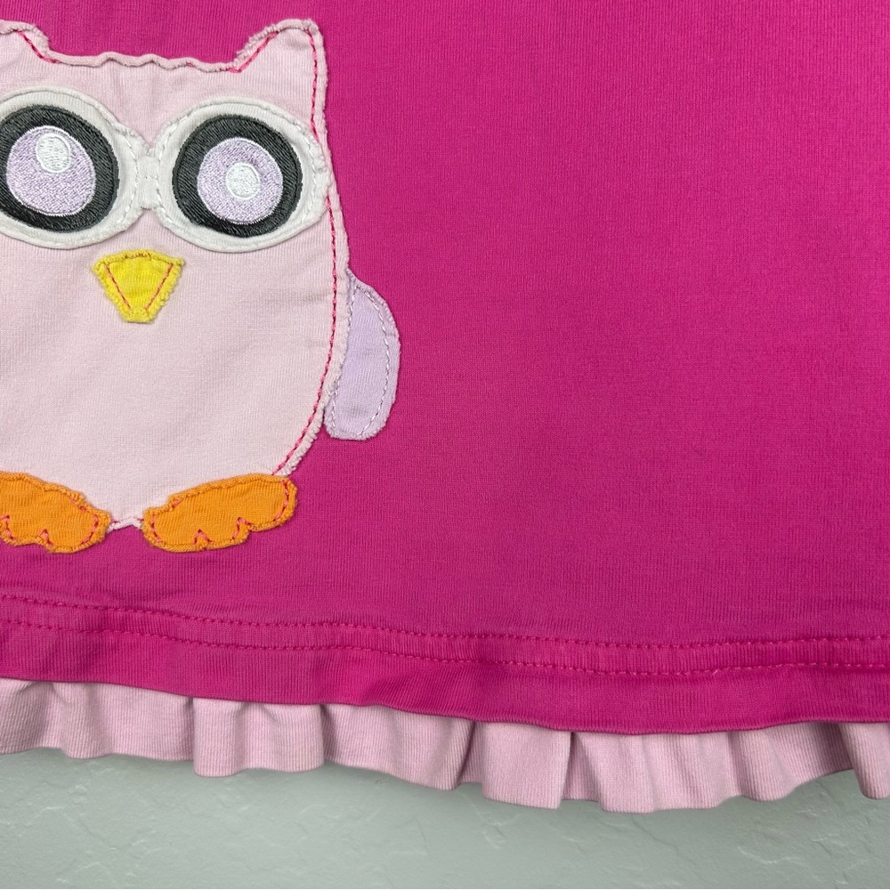 Hanna Andersson long sleeve pink dress with owl appliqué size 90 US 3 - Picture 9 of 16